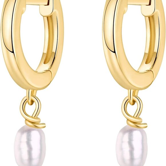 14K Gold Plated S925 Sterling Silver Post Lightweight Drop/Dangle Huggie Earring - Picture 3 of 5